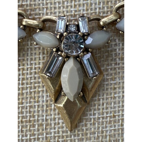 J. Crew Statement Gold-Tone Necklace With Cream Stones & Crystal Accents - Picture 5 of 7